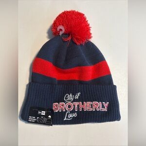 New Era 2023-24 City Edition Philadelphia 76ers Knit Pom Hat Navy Blue NWT OSFM